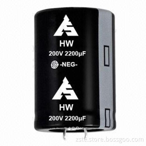 Snap-in e-cap, HW series, 200V, 2200uf